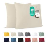 Dreamzie - Funda Almohada 40x40 cm - Juego de 2-100% Algodón - Beige