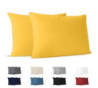 Dreamzie Funda Almohada 40x60 (Juego de 2) - Amarillo - para Las Almohadas 40 x 60 cm - 100% Algodon Jersey - Funda de Almohada Algodon - Funda Cojin para Cama - Protector de Almohada