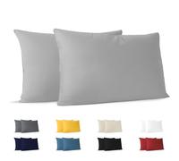 Dreamzie Funda Almohada 40x70 (Juego de 2) - Gris - para Las Almohadas 40 x 70 cm - 100% Algodon Jersey - Funda de Almohada Algodon - Funda Cojin para Cama - Protector de Almohada