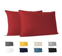 Dreamzie Funda Almohada 40x70 (Juego de 2) - Rojo - para Las Almohadas 40 x 70 cm - 100% Algodon Jersey - Funda de Almohada Algodon - Funda Cojin para Cama - Protector de Almohada