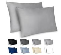 Dreamzie Funda Almohada 40x70cm - Lote de 2 de Microfibra con Cremallera Certficadas Oeko Tex - Funda Almohada Suave y Cepillada - Gris