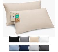 Dreamzie Funda Almohada 40x70cm - Lote de 2 de Microfibra con Cremallera Certficadas Oeko Tex - Funda Almohada Suave y Cepillada - Beige