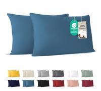 Dreamzie - Funda Almohada 40x80 cm - Juego de 2-100% Algodón - Azul