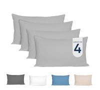 Dreamzie Funda Almohada 40x80 (Juego de 4) - Gris - para Las Almohadas 40 x 80 cm - 100% Algodón Jersey - Funda de Almohada Algodón - Funda Cojín para Cama - Protector de Almohada