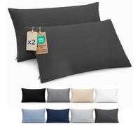 Dreamzie Funda Almohada 40x80cm - Lote de 2 de Microfibra con Cremallera Certficadas Oeko Tex - Funda Almohada Suave y Cepillada - Gris Oscuro