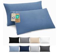 Dreamzie Funda Almohada 40x80cm - Lote de 2 de Microfibra con Cremallera Certficadas Oeko Tex - Funda Almohada Suave y Cepillada - Azul
