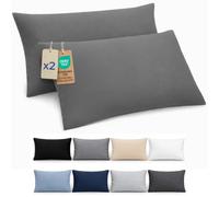 Dreamzie Funda Almohada 40x80cm - Lote de 2 de Microfibra con Cremallera Certficadas Oeko Tex - Funda Almohada Suave y Cepillada - Antracita