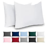 Dreamzie Funda Almohada 50x70 Algodón Reforzado (Pack de 2) - Blanco - Tela Apretada de 57 Hilos/cm² - Funda de Almohada 50 x 70 - Certificación Oeko Tex