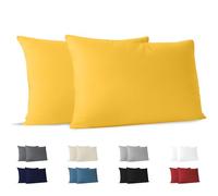 Dreamzie Funda Almohada 50x80 (Juego de 2) - Amarillo - para Las Almohadas 50 x 80 cm - 100% Algodon Jersey - Funda de Almohada Algodon - Funda Cojin para Cama - Protector de Almohada