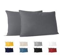 Dreamzie Funda Almohada 50x80 (Juego de 2) - Antracita - para Las Almohadas 50 x 80 cm - 100% Algodon Jersey - Funda de Almohada Algodon - Funda Cojin para Cama - Protector de Almohada