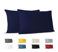 Dreamzie Funda Almohada 50x80 (Juego de 2) - Azul Oscuro - para Las Almohadas 50 x 80 cm - 100% Algodon Jersey - Funda de Almohada Algodon - Funda Cojin para Cama - Protector de Almohada