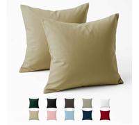 Dreamzie - Funda Almohada 60x60 cm - 100% Algodón Reforzado - Beige