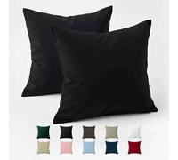 Dreamzie - Funda Almohada 60x60 cm - 100% Algodón Reforzado - Negro
