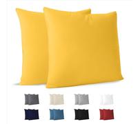 Dreamzie Funda Almohada 60x60 (Juego de 2) - Amarillo - para Las Almohadas 60 x 60 cm - 100% Algodon Jersey - Funda de Almohada Algodon - Funda Cojin para Cama - Protector de Almohada