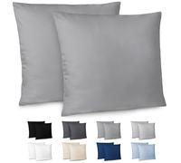 Dreamzie Funda Almohada 60x60cm - Lote de 2 de Microfibra con Cremallera Certficadas Oeko Tex - Funda Almohada Suave y Cepillada - Antracita
