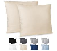 Dreamzie Funda Almohada 60x60cm - Lote de 2 de Microfibra con Cremallera Certficadas Oeko Tex - Funda Almohada Suave y Cepillada - Beige