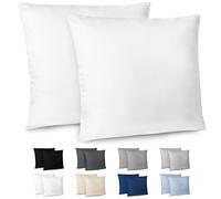 Dreamzie Funda Almohada 60x60cm - Lote de 2 de Microfibra con Cremallera Certficadas Oeko Tex - Funda Almohada Suave y Cepillada - Blanco