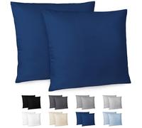 Dreamzie Funda Almohada 60x60cm - Lote de 2 de Microfibra con Cremallera Certficadas Oeko Tex - Funda Almohada Suave y Cepillada - Azul Oscuro