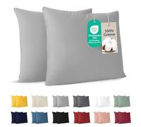 Dreamzie - Funda Almohada 65x65 cm - Juego de 2-100% Algodón - Gris
