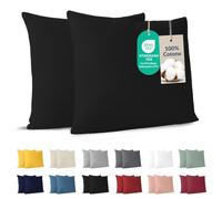 Dreamzie - Funda Almohada 80x80 cm - Juego de 2-100% Algodón - Negro