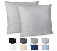 Dreamzie Funda Almohada 80x80cm - Lote de 2 de Microfibra con Cremallera Certficadas Oeko Tex - Funda Almohada Suave y Cepillada - Gris