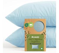Dreamzie - Funda de Almohada 40x60 cm Algodón Orgánico - Juego de 2-100% Algodón - Azul - Funda Almohada Algodon 50x70 con Cremallera - Oeko-Tex