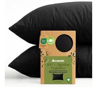 Dreamzie - Funda de Almohada 40x70 cm Algodón Orgánico - Juego de 2-100% Algodón - Negro - Funda Almohada 70x40 Algodon con Cremallera - Oeko-Tex