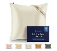 Dreamzie Funda de Almohada de 100% Seda 40 x 40 cm - 22 Momme Seda de Morera, Grado 6A, Certificado Oeko-Tex - Lujo para el Cabello y la Piel, 1 Unidad (Blanco)
