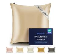 Dreamzie Funda de Almohada de 100% Seda 65 x 65 cm - 22 Momme Seda de Morera, Grado 6A, Certificado Oeko-Tex - Lujo para el Cabello y la Piel, 1 Unidad (Marfil)
