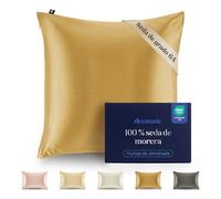 Dreamzie Funda de Almohada de 100% Seda 80 x 80 cm - 22 Momme Seda de Morera, Grado 6A, Certificado Oeko-Tex - Lujo para el Cabello y la Piel, 1 Unidad (Dorado)