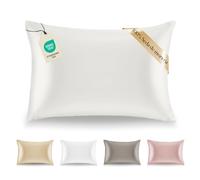 Dreamzie Funda de Almohada Seda - 50x70 cm - 100% Seda Natural - 19 Momme - Funda Almohada con Beneficios para el Pelo y la Piel - Antiarrugas & Antiacaros - Marfil