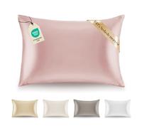 Dreamzie Funda de Almohada Seda - 50x75 cm - 100% Seda Natural - 19 Momme - Funda Almohada con Beneficios para el Pelo y la Piel - Antiarrugas & Antiacaros - Rosa Claro
