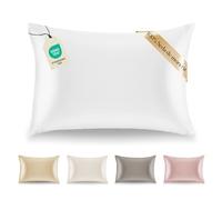 Dreamzie Funda de Almohada Seda - 50x75 cm - 100% Seda Natural - 19 Momme - Funda Almohada con Beneficios para el Pelo y la Piel - Antiarrugas & Antiacaros - Blanco