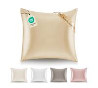 Dreamzie Funda de Almohada Seda - 60x60 cm - 100% Seda Natural - 19 Momme - Funda Almohada con Beneficios para el Pelo y la Piel - Antiarrugas & Antiacaros - Gris Topo