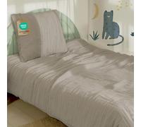 Dreamzie Funda nordica 135x200 cm con Funda de Almohada 80x80 cm - Ropa de Cuna en Muselina de algodón certificada Oeko-Tex - Color Taupe