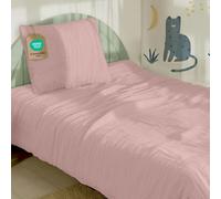 Dreamzie Funda nordica 135x200 cm con Funda de Almohada 80x80 cm - Ropa de Cuna en Muselina de algodón certificada Oeko-Tex - Color Rosa