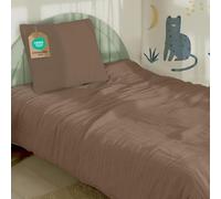 Dreamzie Funda nordica 135x200 cm con Funda de Almohada 80x80 cm - Ropa de Cuna en Muselina de algodón certificada Oeko-Tex - Color Moca