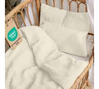 Dreamzie Funda nordica 80x80 cm con Funda de Almohada 35x40 cm - Ropa de Cuna en Muselina de algodón certificada Oeko-Tex - Color Crema