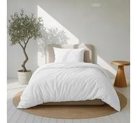 Dreamzie Funda Nordica Algodon Satinado 135x200 cm - Blanco - Ropa de Cama, Funda Edredon 135x200 cm y 1 Funda Almohada 80x80 cm - Algodón Satinado - 2 Piezas