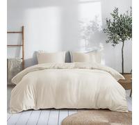 Dreamzie Funda Nordica Algodon Satinado 200x200 cm - Beige - Ropa de Cama, Funda Edredon 200x200 cm y 2 Funda Almohada 80x80 cm - Algodón Satinado - 3 Piezas