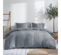 Dreamzie Funda Nordica Algodon Satinado 200x220 cm - Gris - Ropa de Cama, Funda Edredon 200x220 cm y 2 Funda Almohada 80x80 cm - Algodón Satinado - 3 Piezas