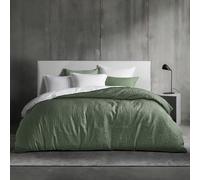 Dreamzie Funda Nordica Cama 105 - Juego 3 Piezas (1 Funda 155x220 cm + 2 Almohada 80x80 cm) - Algodón Efecto Lino Lavado - Cremallera Oculta - Oeko-Tex - Color Verde