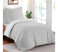 Dreamzie Funda Nordica Cama 140x200 cm con 1 Funda Almohada 65x65 cm - Gris Claro/Blanco - Funda nordicas 140x200 de 100% Microfibra. Funda Nórdica Certificada sin Productos Químicos