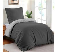 Dreamzie Funda Nordica Cama 140x200 cm con 1 Funda Almohada 65x65 cm - Gris Oscuro/Gris Claro - Funda nordicas 140x200 de 100% Microfibra. Funda Nórdica Certificada sin Productos Químicos
