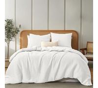 Dreamzie Funda Nordica Cama 150 Algodon - Juego de Cama con Funda de Edredón 200x200 y 2 Fundas de Almohada 80x80 cm - Blanco - Tejido de Muselina - Certificada Oeko-Tex