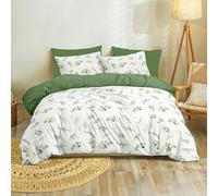 Dreamzie Funda Nordica Cama 150 Diseño Botánico Verde Salvia con 2 Funda Almohada 80x80 cm Funda Nordica 155x220 de 100% Microfibra - Certificada Oeko Tex