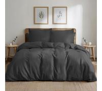 Dreamzie Funda Nordica Cama 180/200 de Algodon Percal - Gris Oscuro - Ropa de Cama 200x220, 1 Funda Nórdica + 2 Fundas de Almohada 80x80 - 3 Piezas
