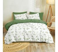 Dreamzie Funda Nordica Cama 180 Diseño Botánico Verde Salvia con 2 Funda Almohada 65x65 cm Funda Nordica 260x240 de 100% Microfibra - Certificada Oeko Tex