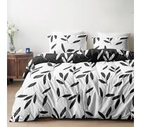 Dreamzie Funda Nordica Cama 200 - Funda Nordica 240x260cm, Fundas de Almohada 65x65cm (x2) - Microfibra 100% - Certificado Oeko Tex - Estampado Floral Blanco y Negro