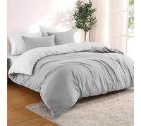 Dreamzie Funda Nordica Cama 200x200 cm con 2 Funda Almohada 65x65 cm - Gris Claro/Blanco - Funda nordicas 200x200 de 100% Microfibra. Funda Nórdica Certificada sin Productos Químicos
